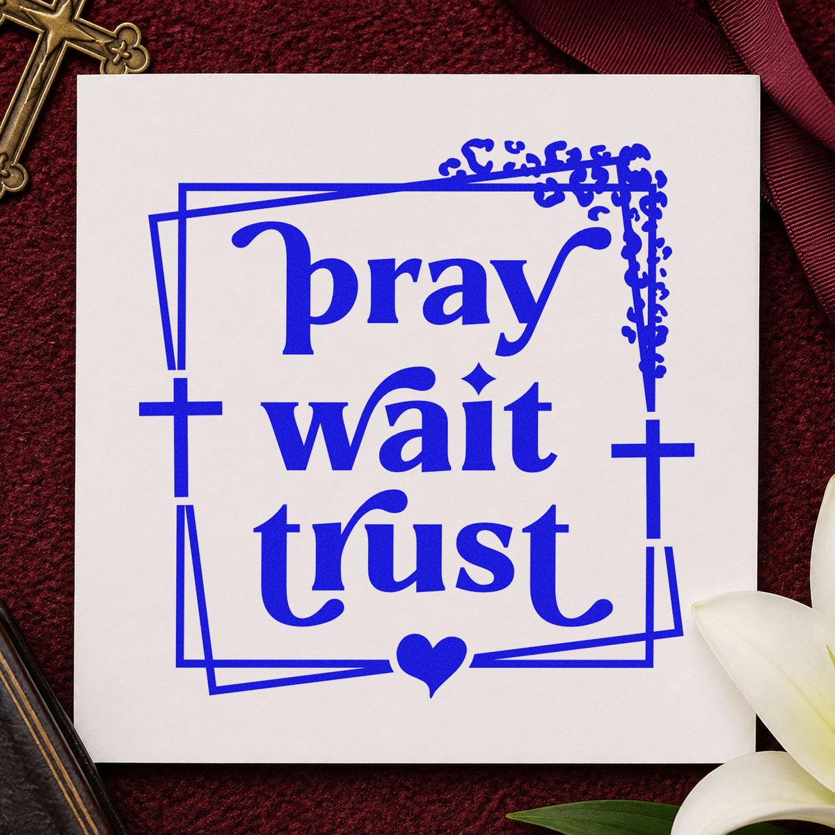 PSI Pre-Inked Pray Wait Trust With Cross Stamp in use 6