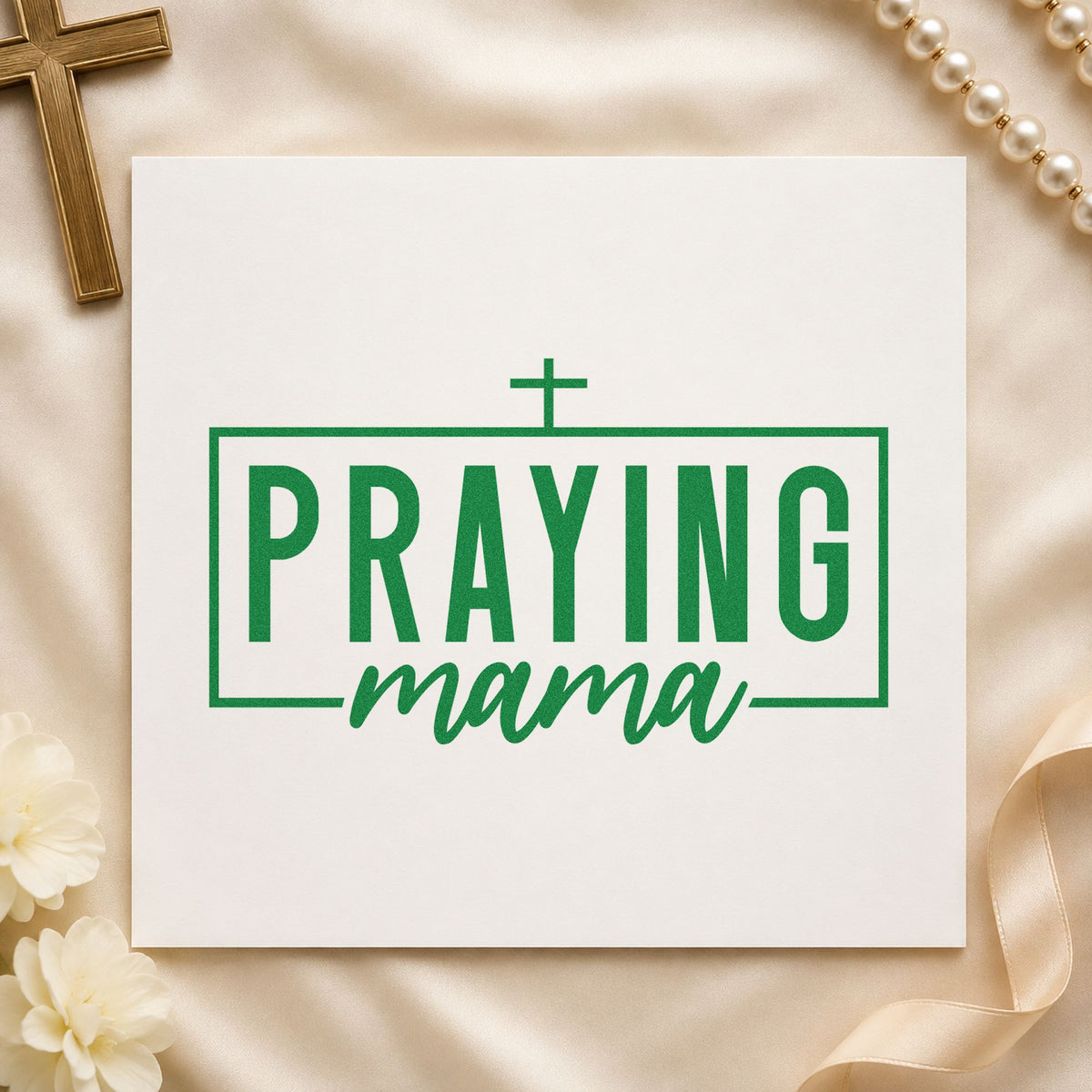 Praying Mama Rubber Stamp – Wood Handle in use 3