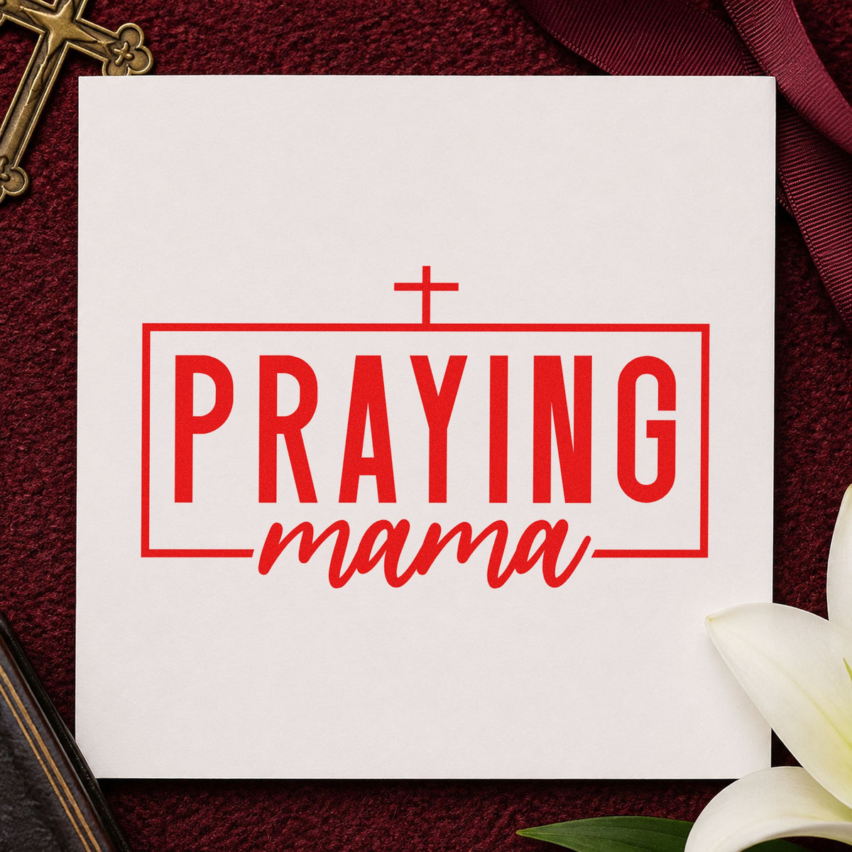 Praying Mama Rubber Stamp – Wood Handle in use 7
