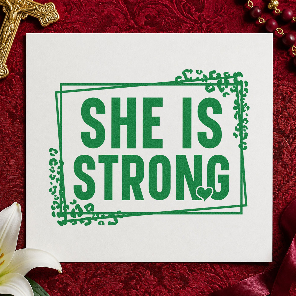 She Is Strong Slim Pre-Inked Stamp in use 8