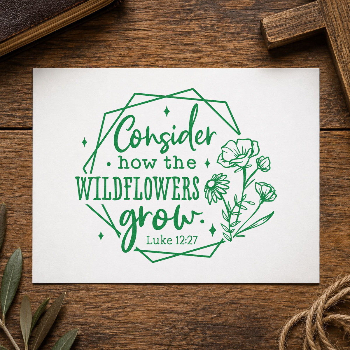 Wildflowers Geometric Frame Slim Pre-Inked Stamp in use 3