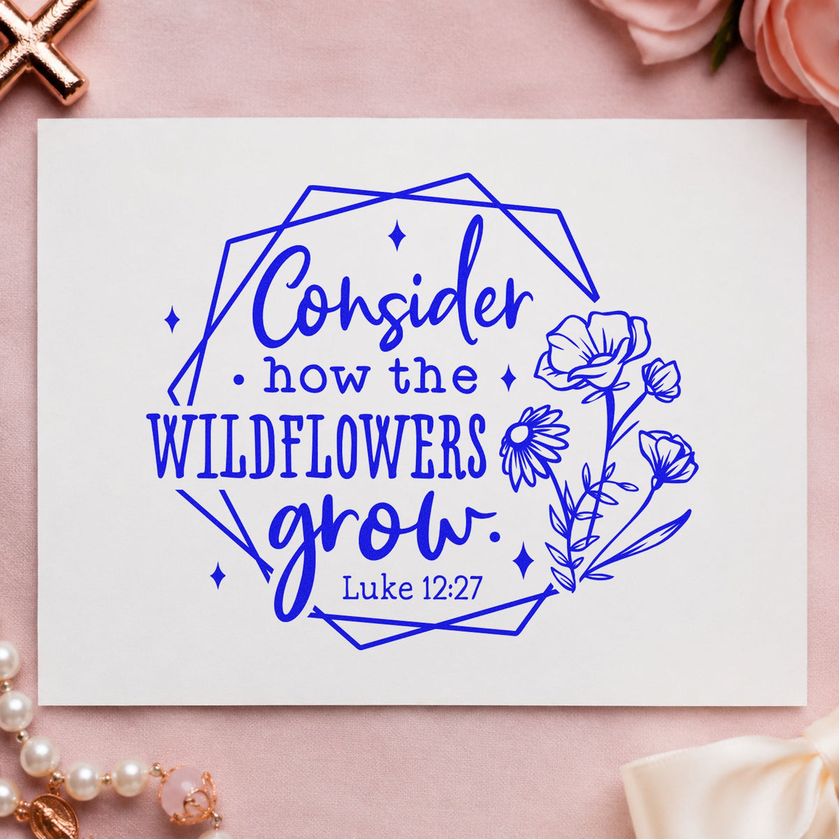 Wildflowers Geometric Frame Slim Pre-Inked Stamp in use 6
