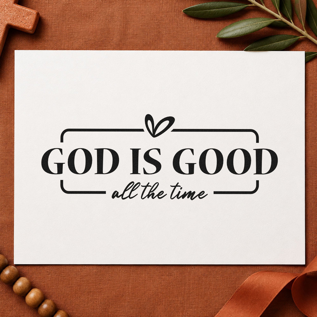 God Is Good rubber stamp printed in black ink, ready for call and response cards and similar paper crafts.