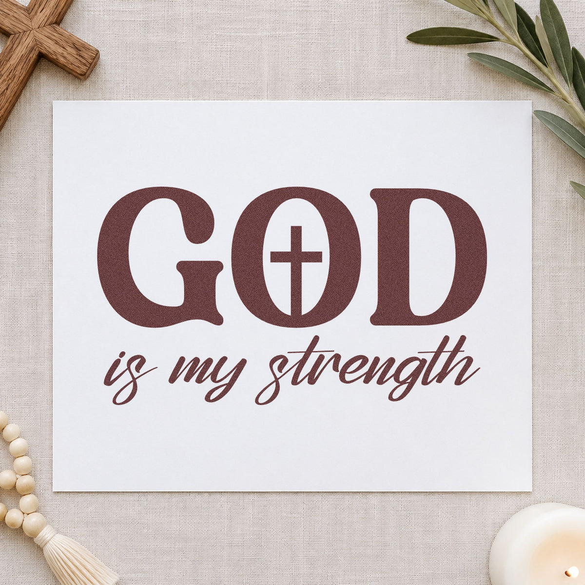 God Is My Strength With Cross Craft Stamp – Self-Inking in use 4
