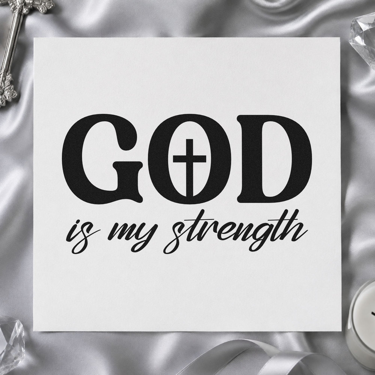 God Is My Strength With Cross Hand Stamp – Duo in use 9
