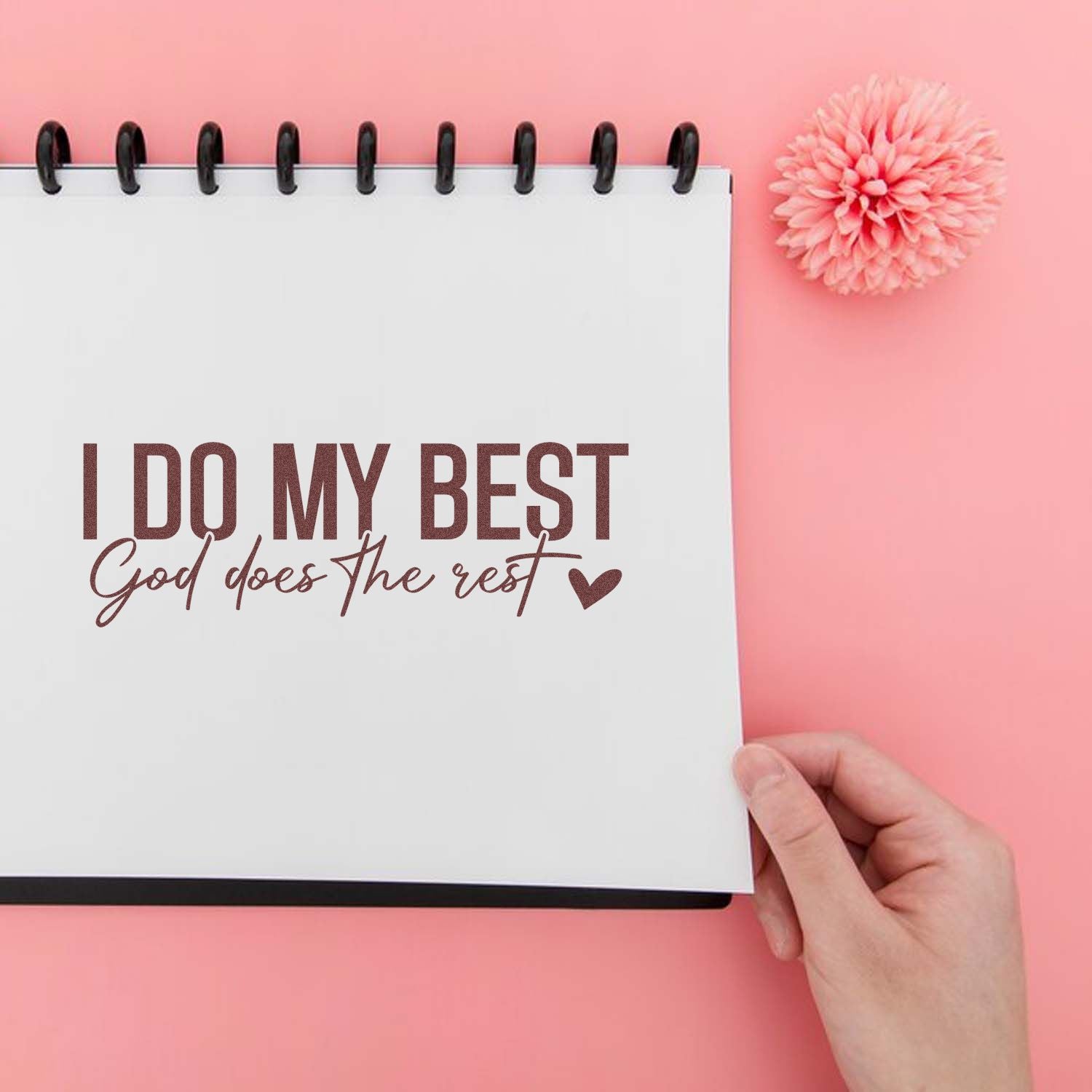 Christian rubber stamp for Bible journaling: I Do My Best, God Does the Rest faith quote for prayer notebooks and handmade gifts.