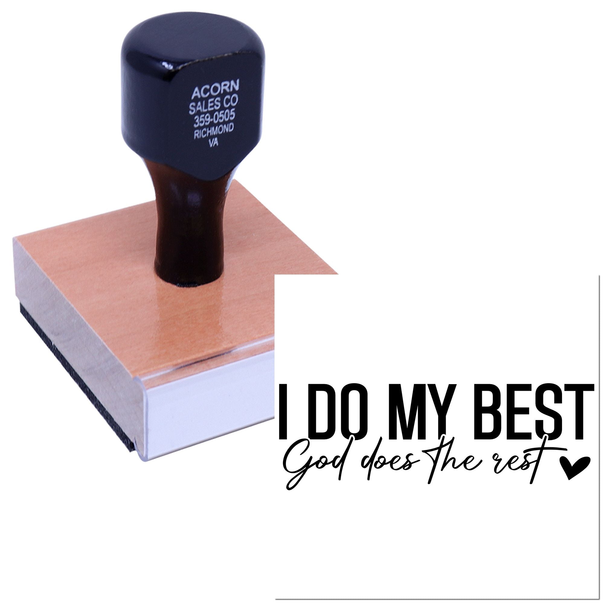 Custom rubber stamp with I do my best, God does the rest Christian quote, perfect for crafts, cards, and gifts.