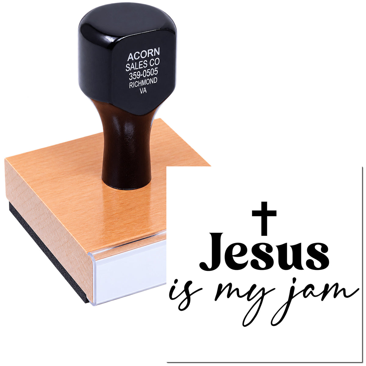 Custom Christian rubber stamp with Jesus is my jam design for faith-based crafting and church projects