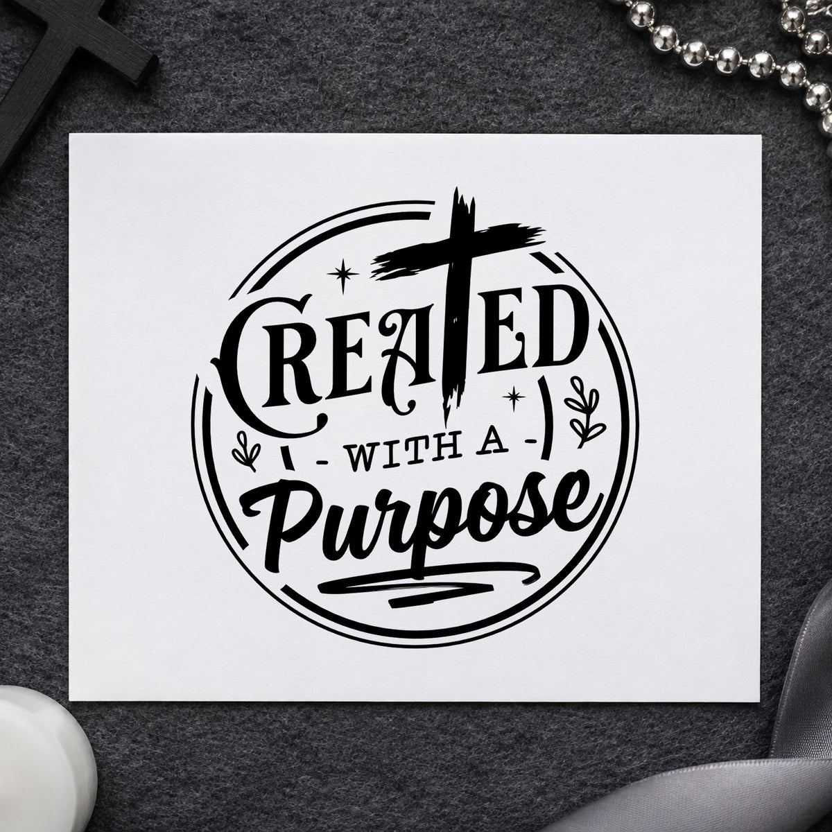 Created with a Purpose Circle rubber stamp printed in black ink, ready for loose circle cards and similar paper crafts.
