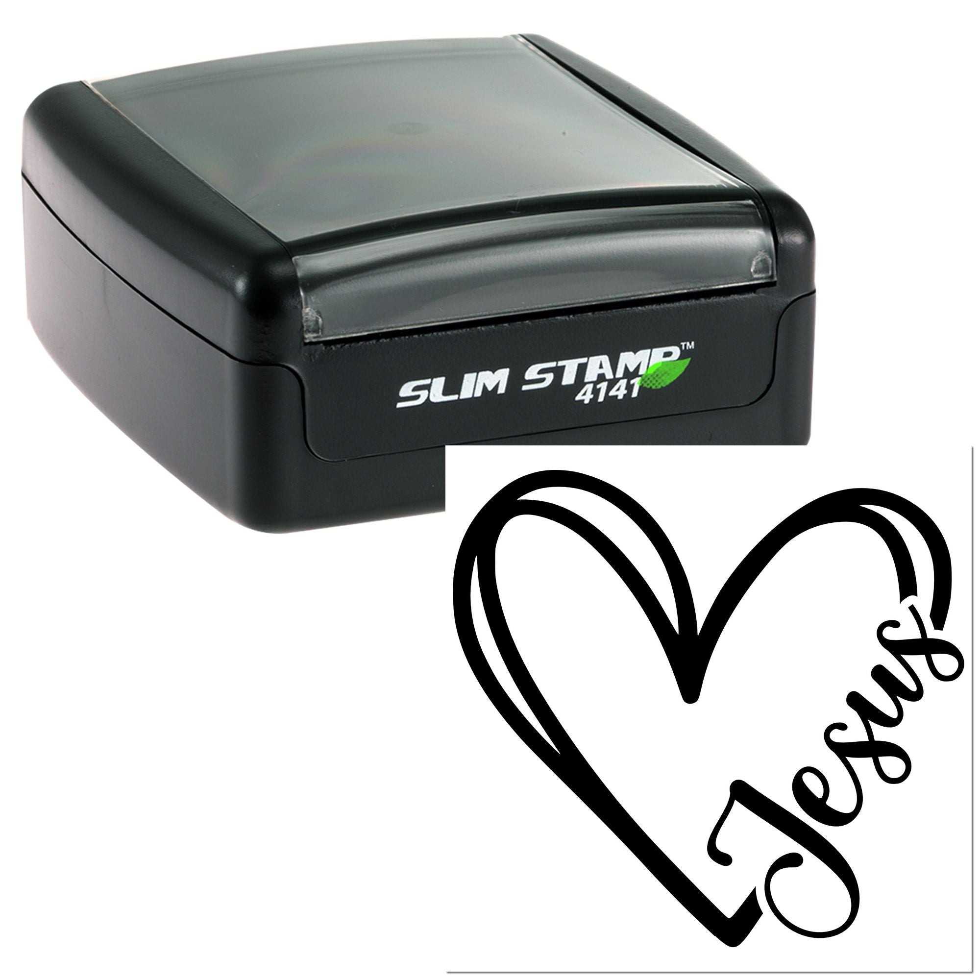 Self-inking Slim Stamp 4141 rubber stamp with heart and Love design for custom Valentine or craft stamping.