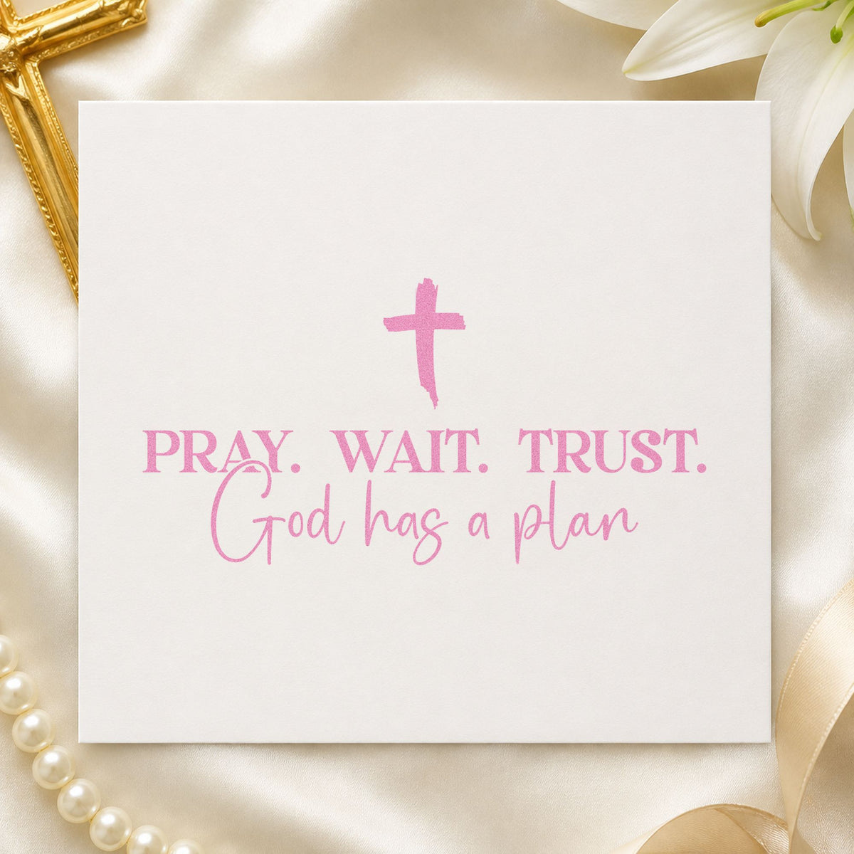 Pray Wait Trust God's Plan PSI Pre-Inked Stamp in use 10