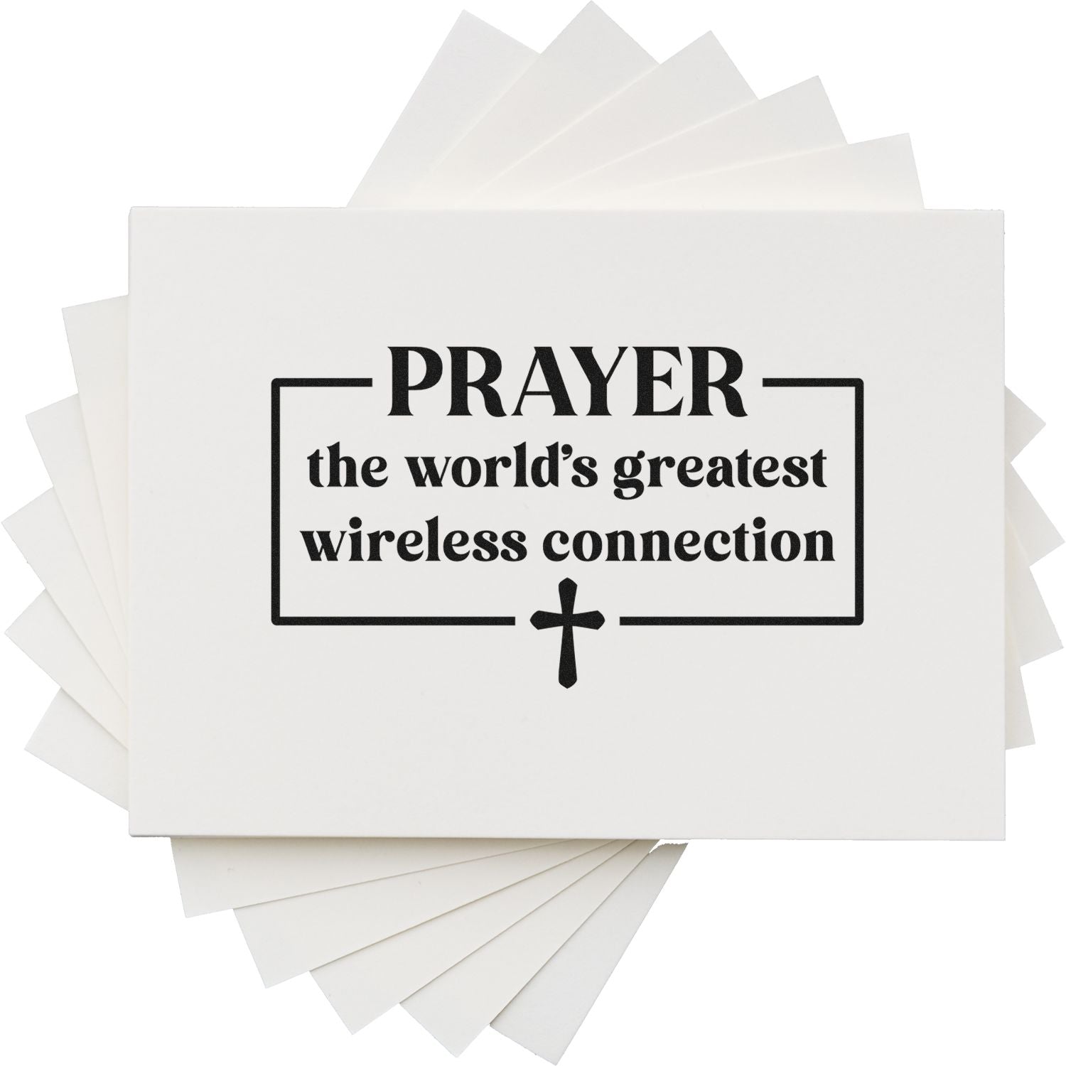 Faith-based prayer rubber stamp design with cross and quote, the worlds greatest wireless connection, for Christian crafts.