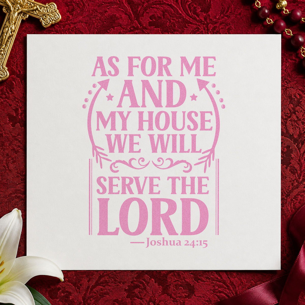 As for Me and My House craft stamp in purple ink on cardstock, an easy option for front door signs.