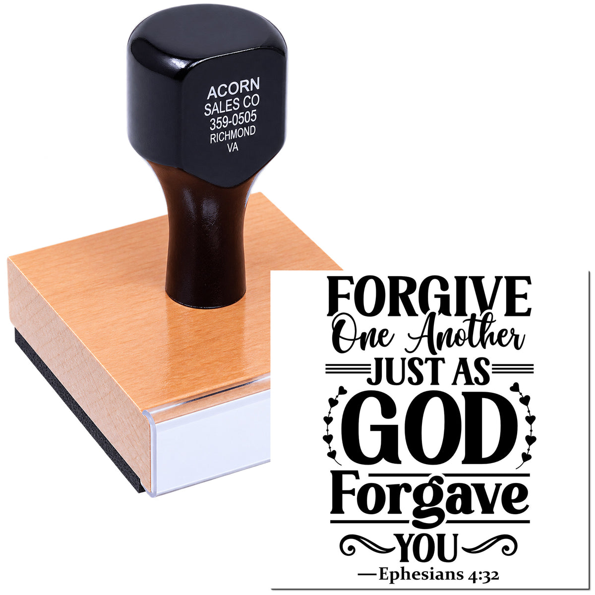 Christian rubber stamp with Ephesians 4:32 verse, Forgive one another just as God forgave you, for church crafts and journaling.