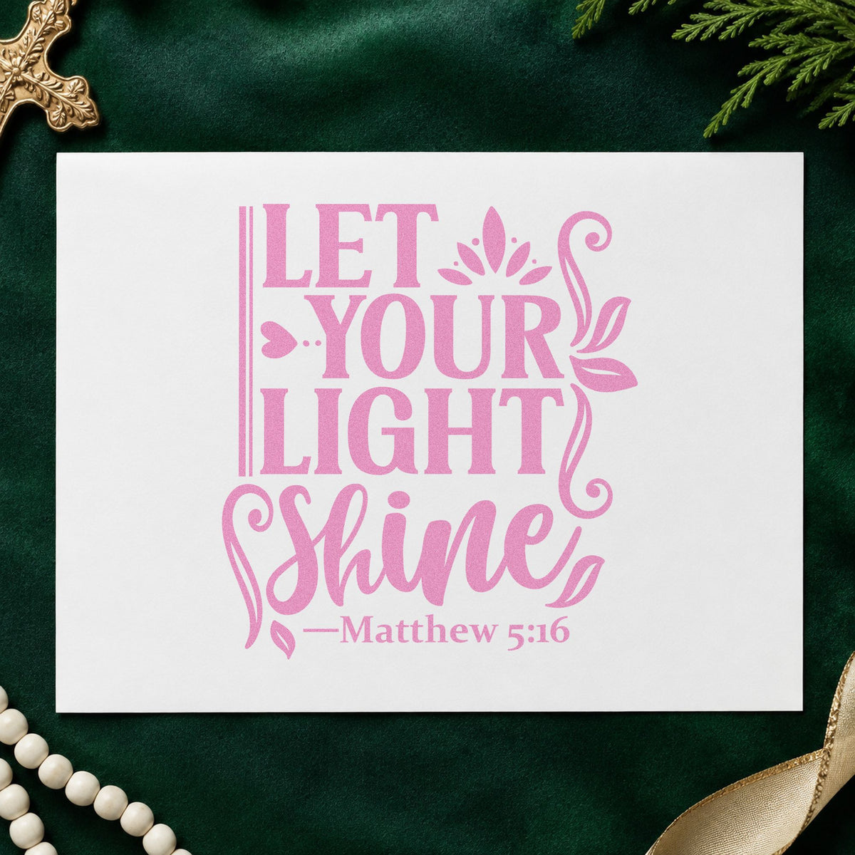 Let Your Light Shine Leaves Rubber Stamp – Wood Handle in use 10