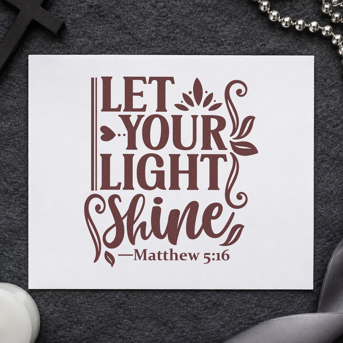 Let Your Light Shine Leaves Slim Pre-Inked Stamp in use 4
