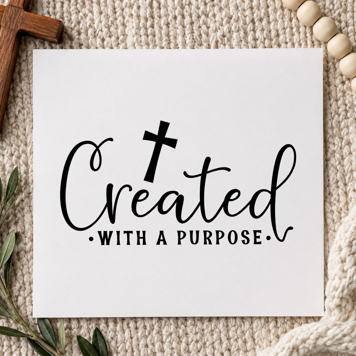 Created with a Purpose Script rubber stamp printed in black ink, ready for tilted cross cards and similar paper crafts.