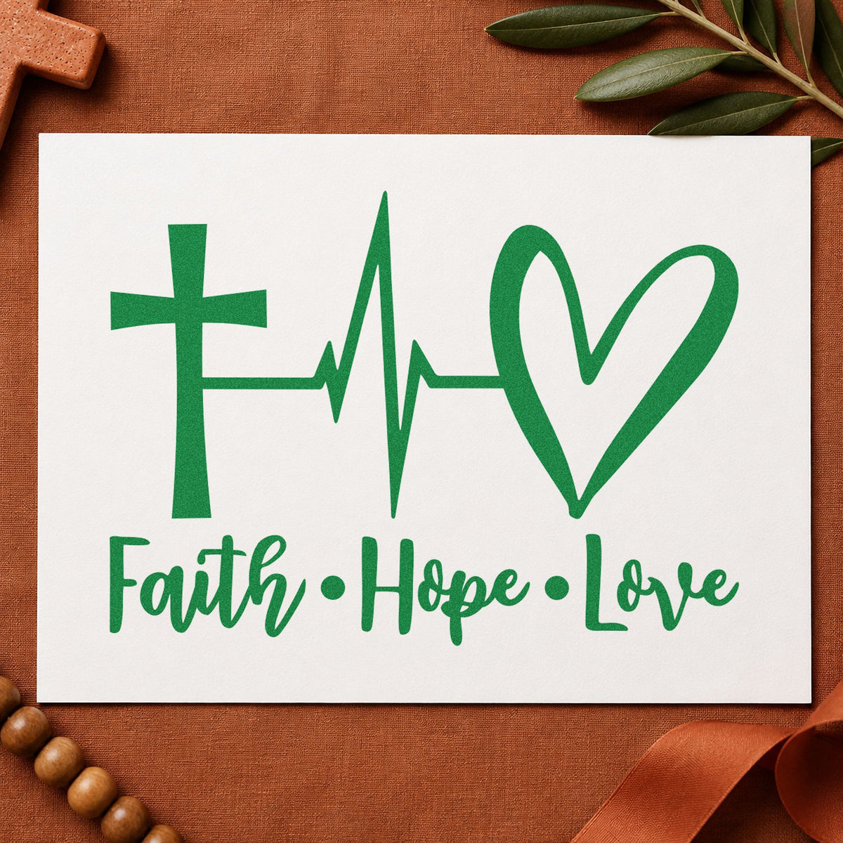 Faith Hope Love Heartbeat Pre-Inked Stamp – PSI in use 3