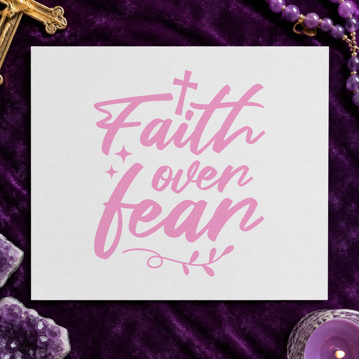 Faith Over Fear Rubber Stamp – Wood Handle in use 10