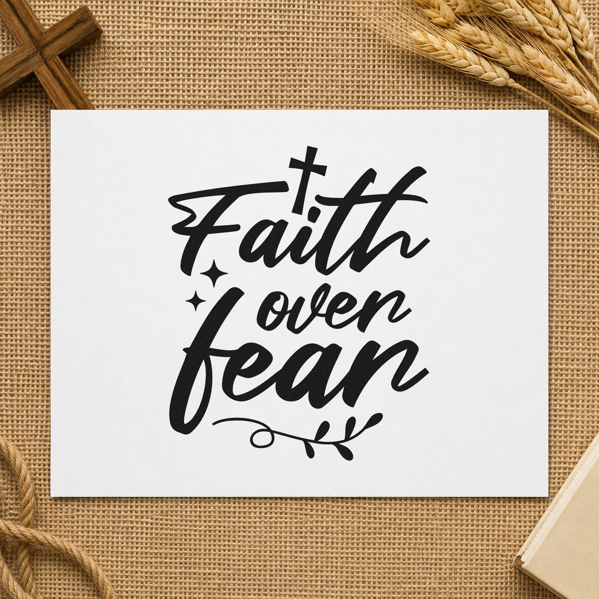 Faith Over Fear Rubber Stamp – Wood Handle in use 9