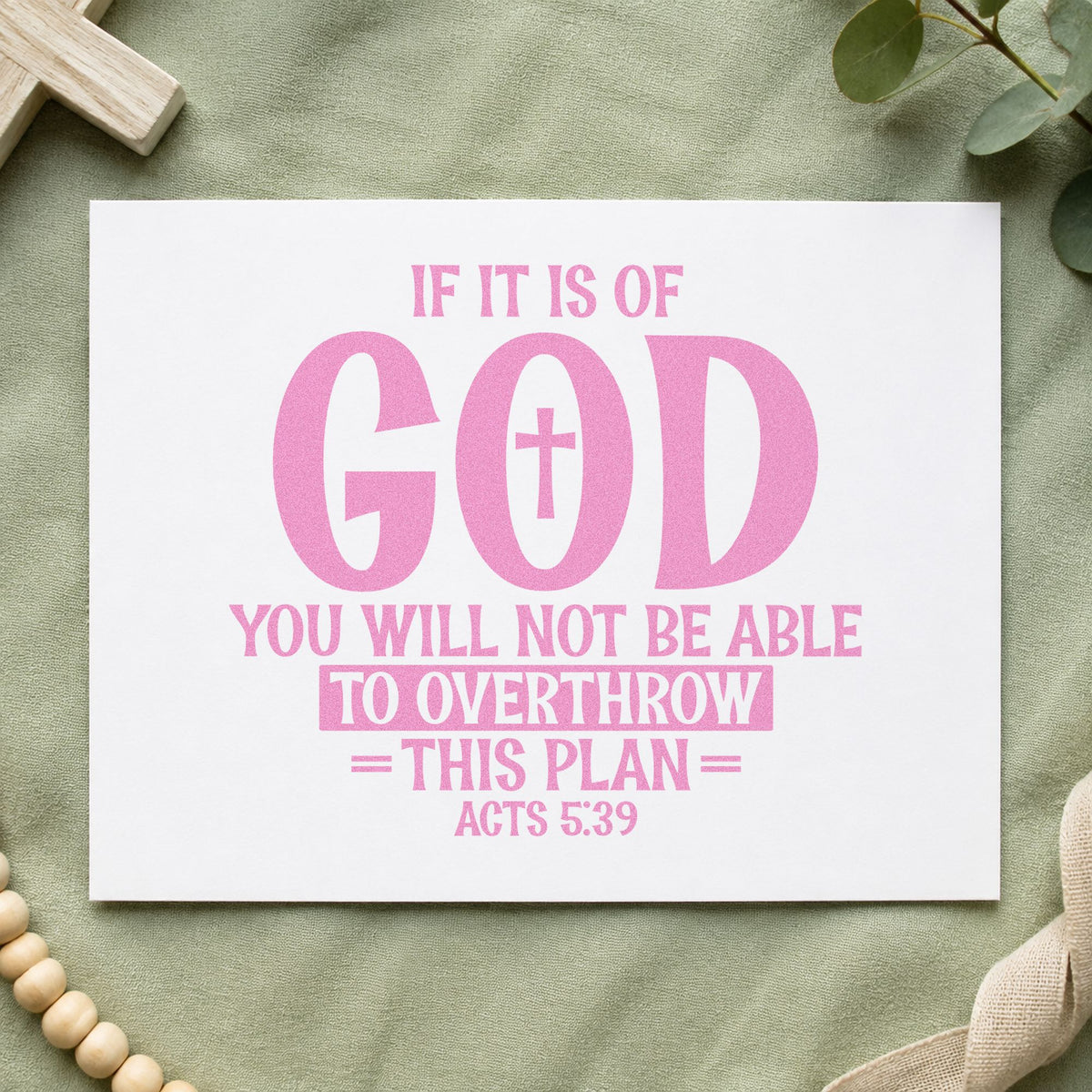 If It Is of God craft stamp in purple ink on cardstock, an easy option for layoff support notes.