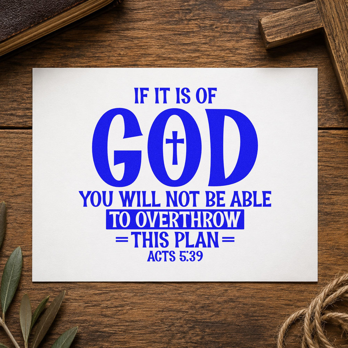 If It Is of God craft stamp imprinted in blue ink on paper, a design suited to planner cover stamping.