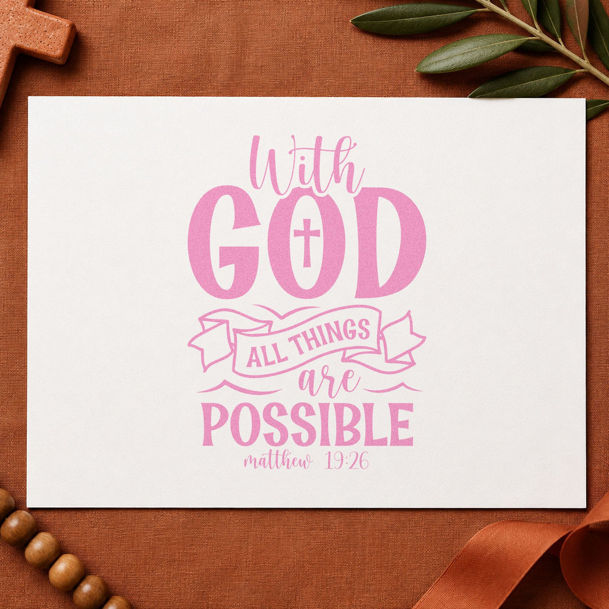 With God All Things Are Possible Outline Banner Stamp – PSI Pre-Inked in use 10