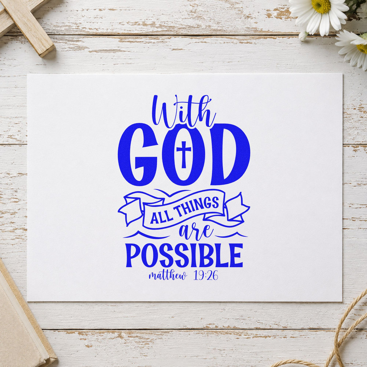 With God All Things Are Possible Outline Banner Stamp – PSI Pre-Inked in use 6