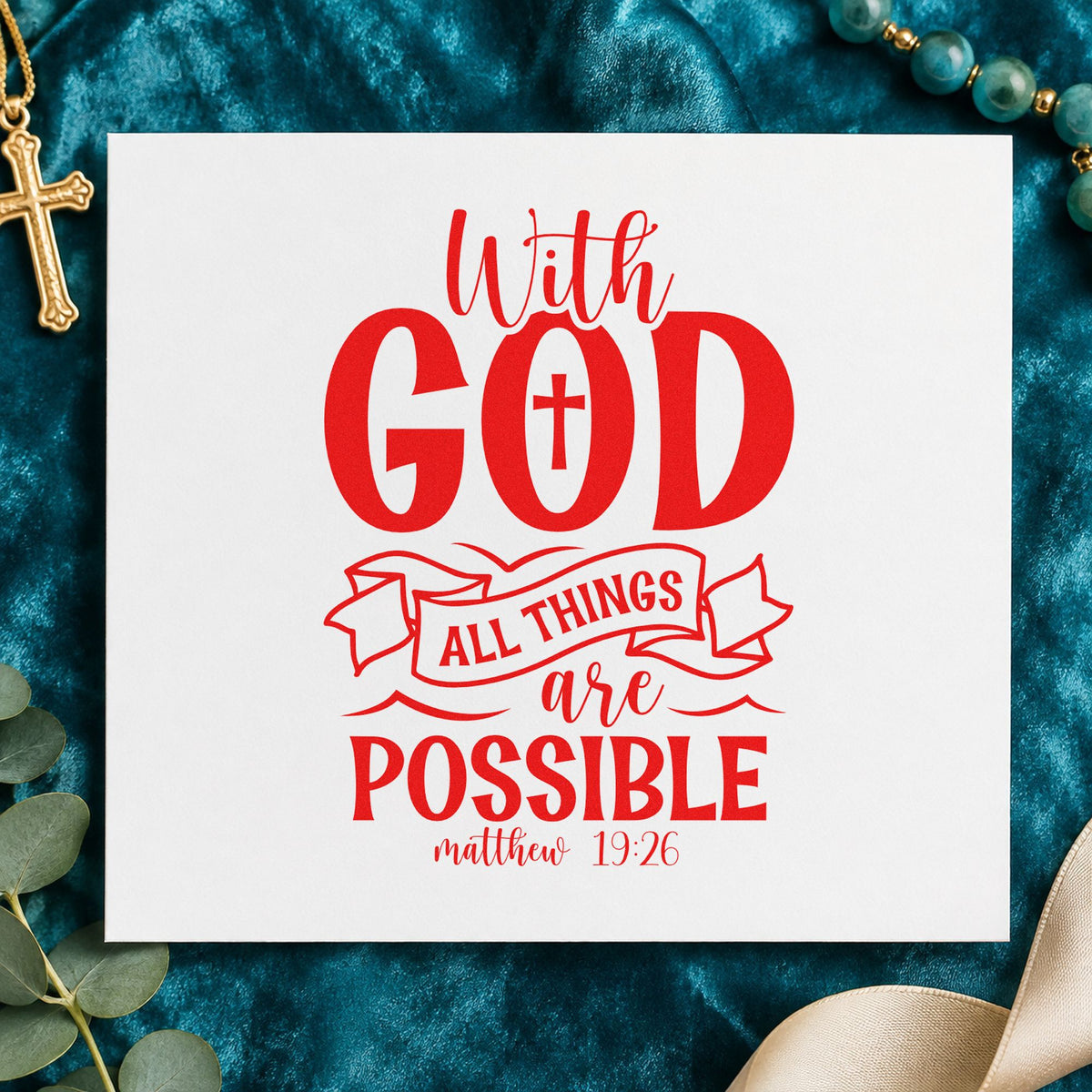With God All Things Are Possible Outline Banner Stamp – PSI Pre-Inked in use 7