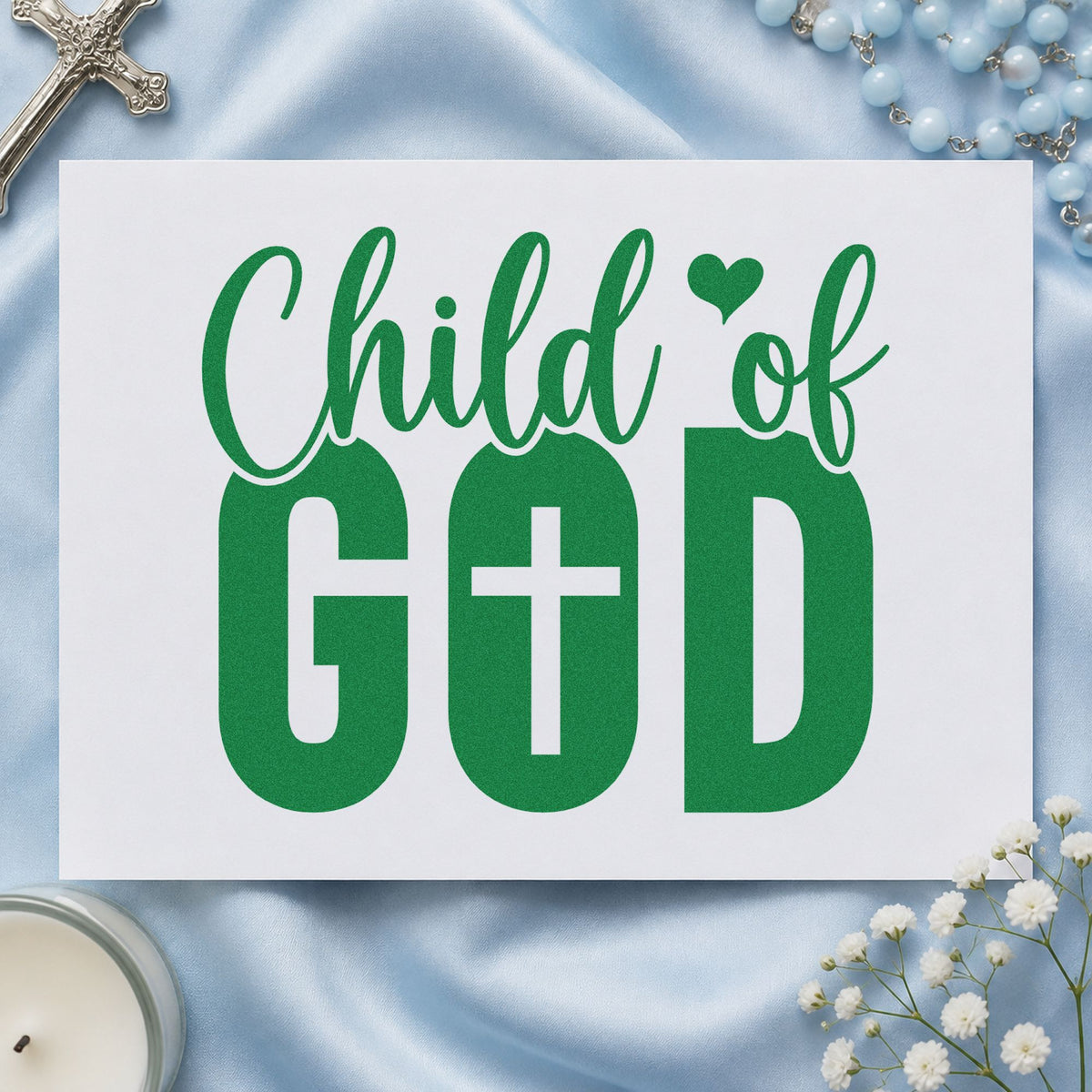 Child Of God With Cross Rubber Stamp – Wood Handle in use 3