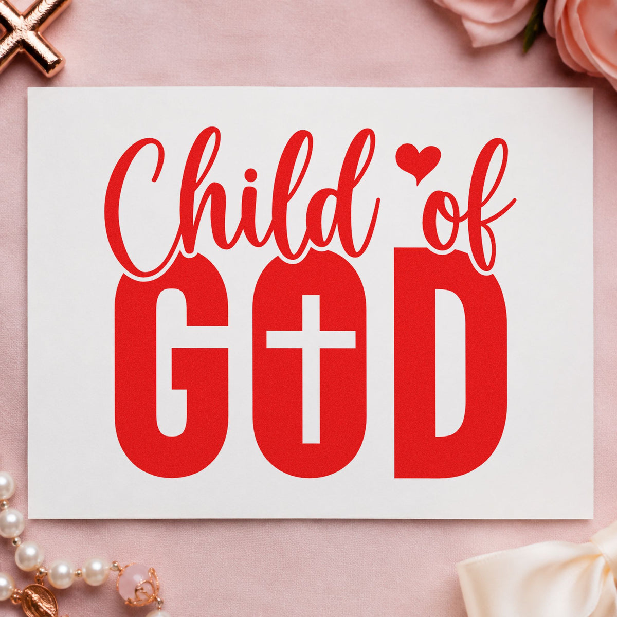 Child Of God With Cross Rubber Stamp – Wood Handle in use 7