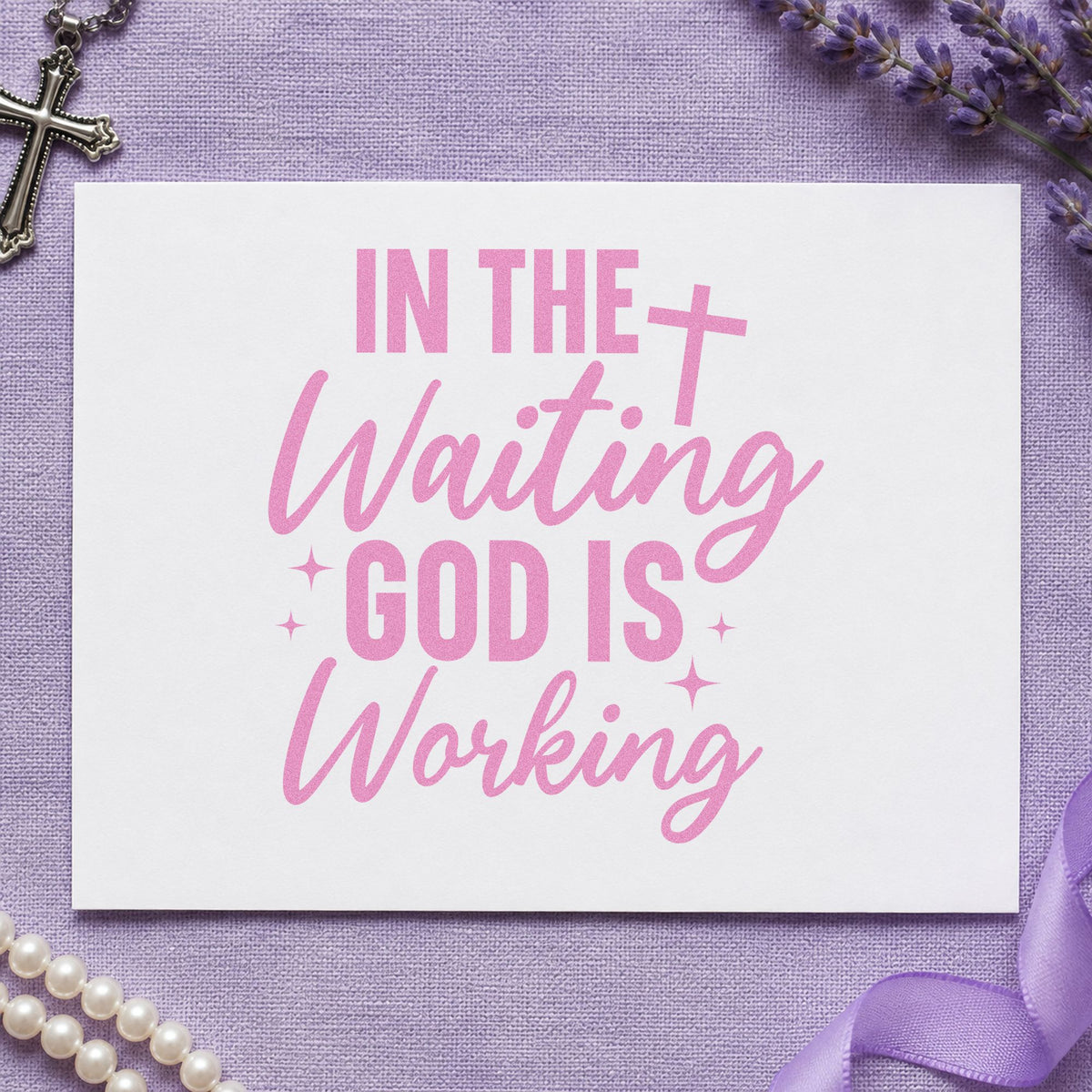 In The Waiting God Is Working With Cross Stamp – Slim Pre-Inked in use 10