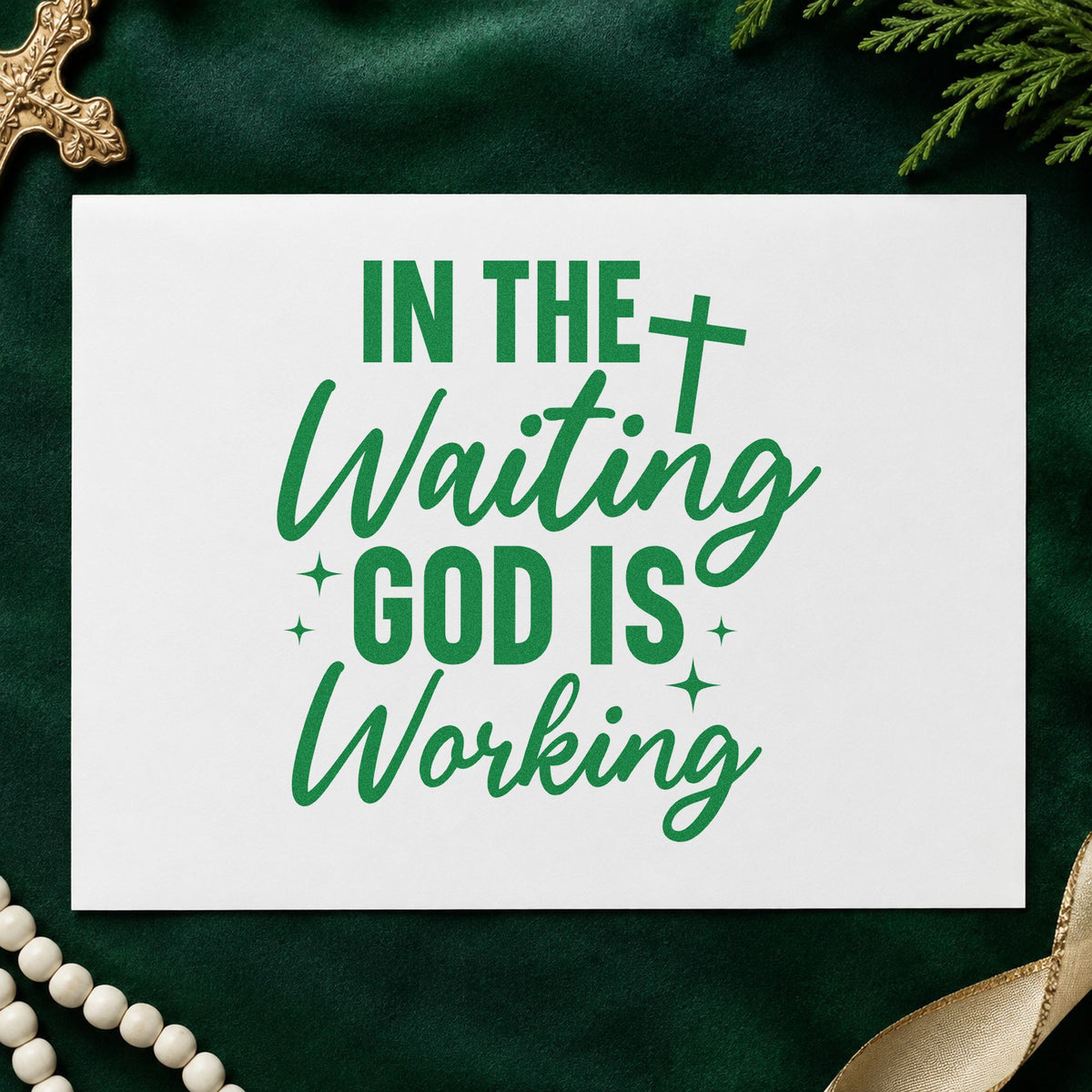 In The Waiting God Is Working With Cross PSI Pre-Inked Stamp in use 3