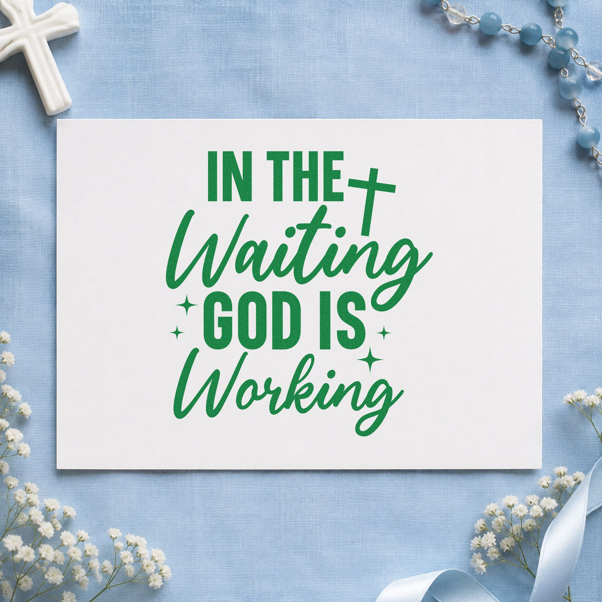 In The Waiting God Is Working With Cross PSI Pre-Inked Stamp in use 8