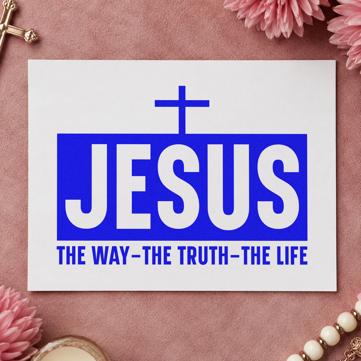 Jesus The Way Truth Life With Cross Duo Hand Stamp in use 5