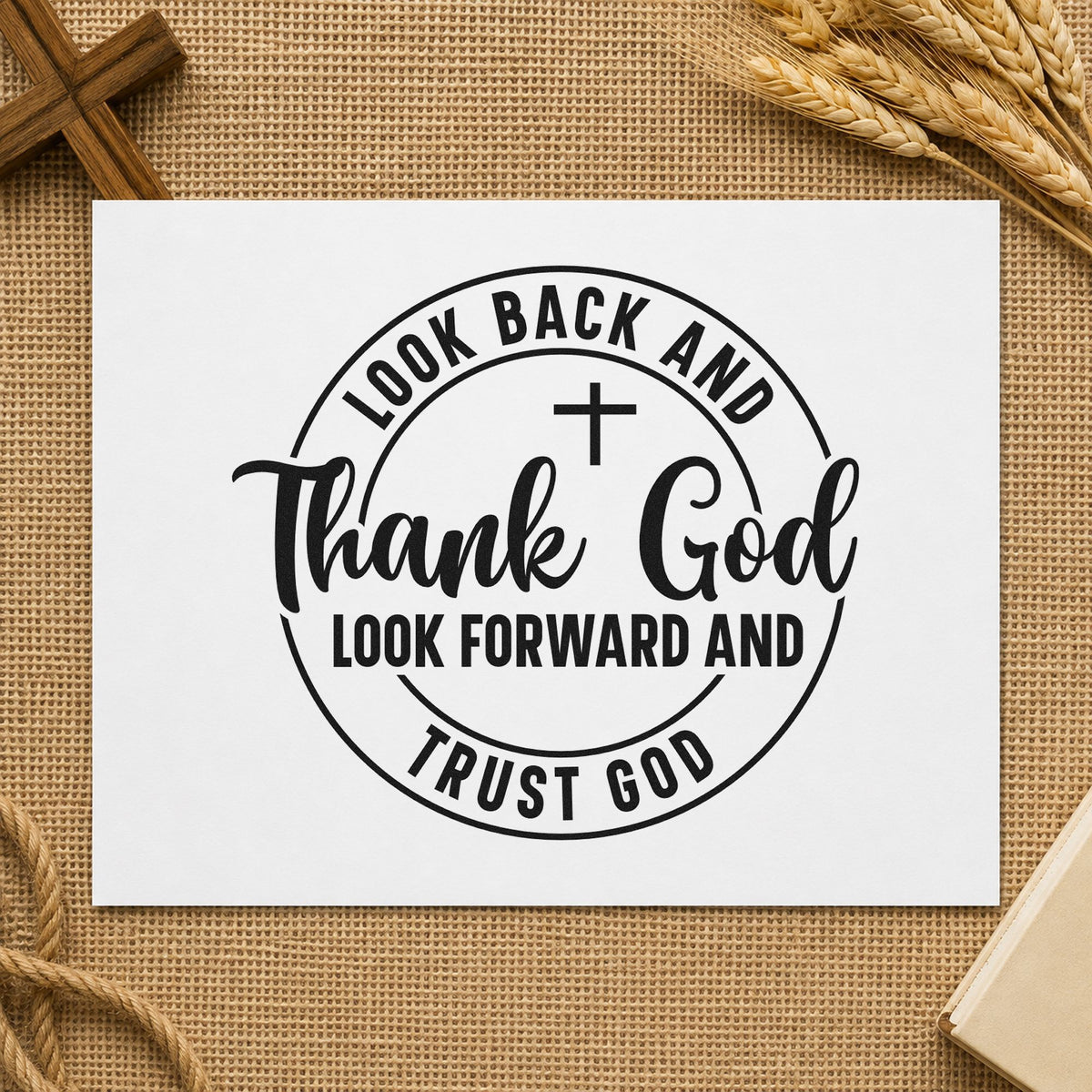 Thank And Trust God Circle Rubber Stamp – Wood Handle in use 9
