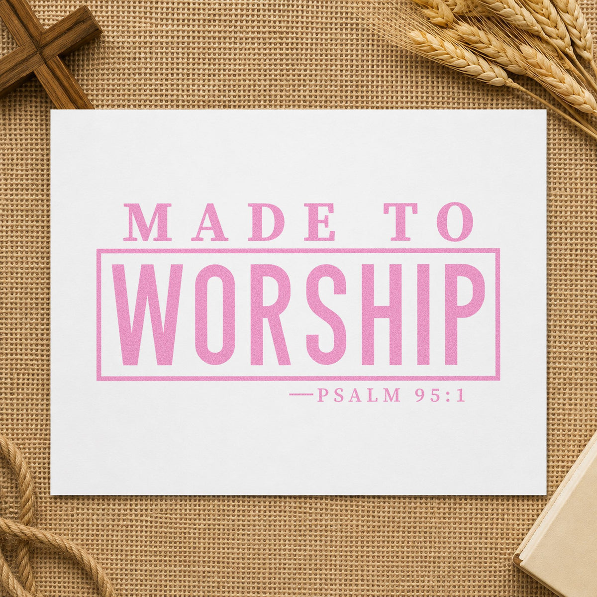 Made to Worship craft stamp in purple ink on cardstock, an easy option for leader thank-you gifts.