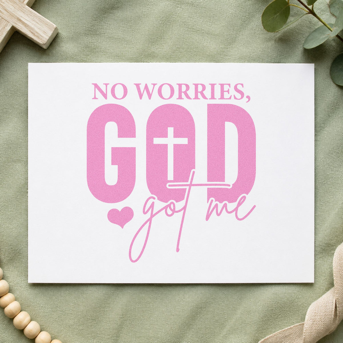 No Worries God Got Me Self-Inking Craft Stamp in use 10