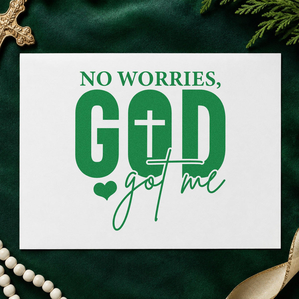 No Worries God Got Me Self-Inking Craft Stamp in use 8