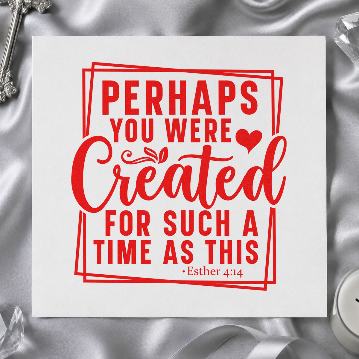 Created for Such a Time rubber stamp shown in red ink, stamped for projects such as nurse pinning gifts.