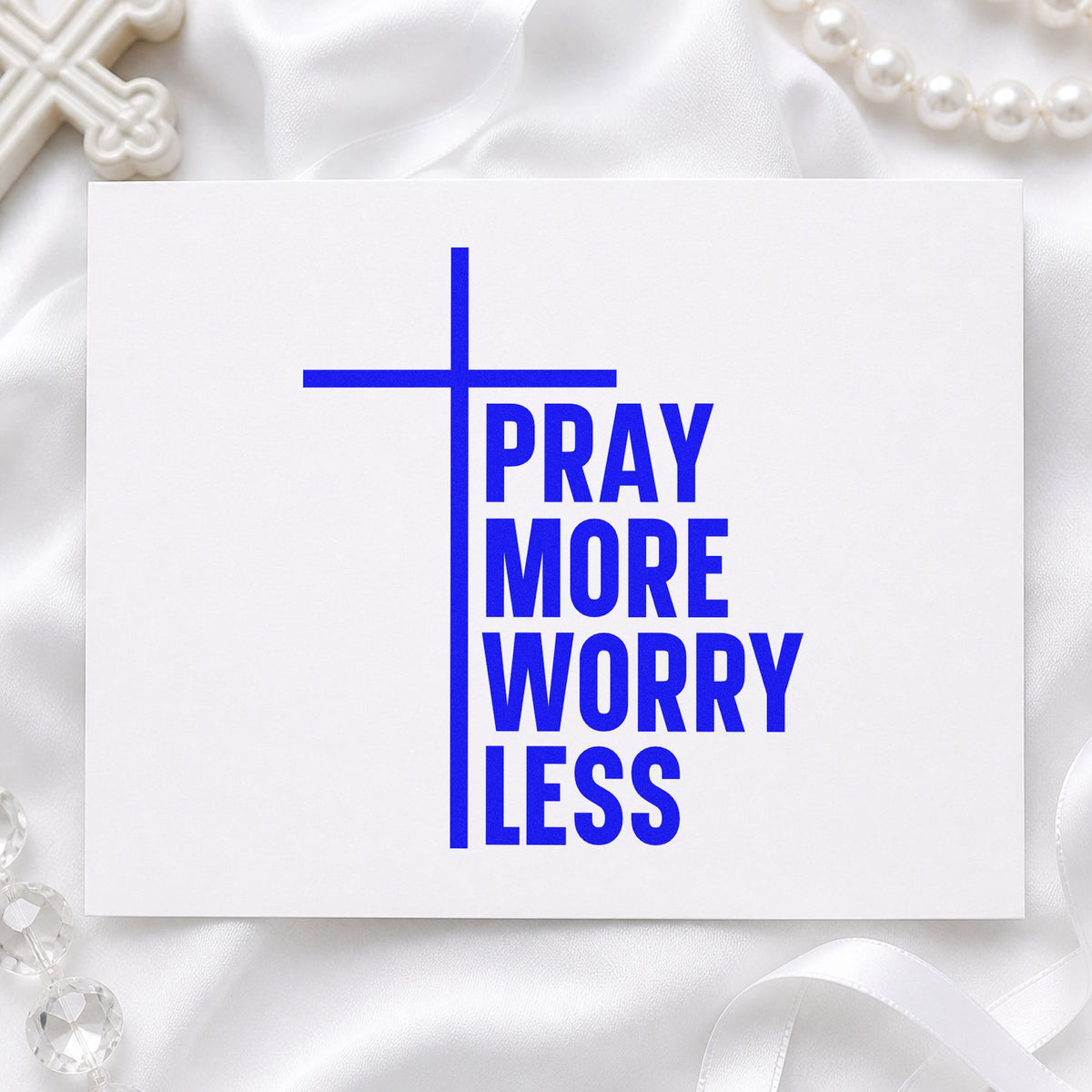 Pray More, Worry Less Cross Accent Pre-Inked Stamp – PSI in use 6