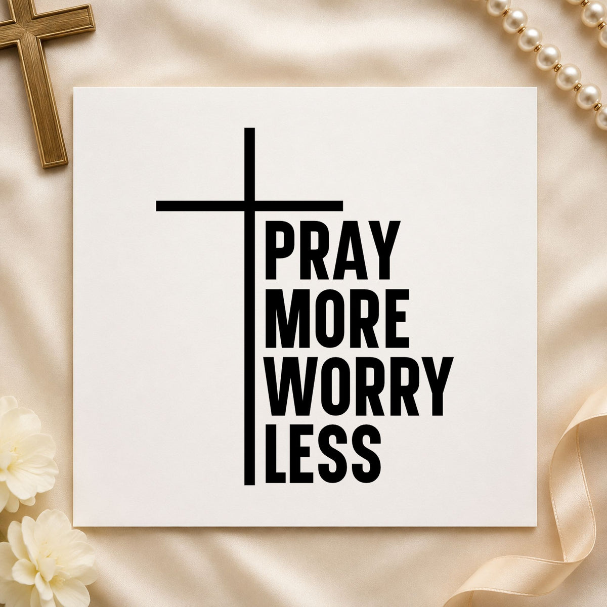 Pray More, Worry Less Cross Accent Pre-Inked Stamp – PSI in use 9