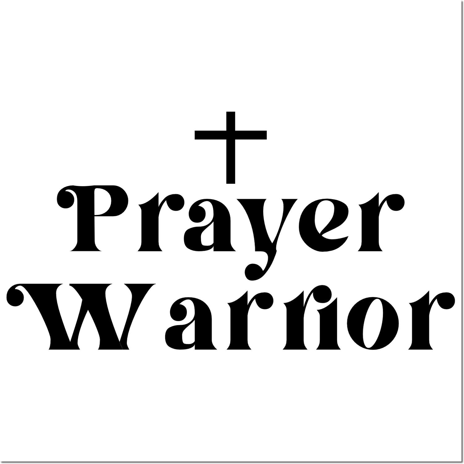 Prayer Warrior Christian rubber stamp design with cross for faith-based crafts and church projects.