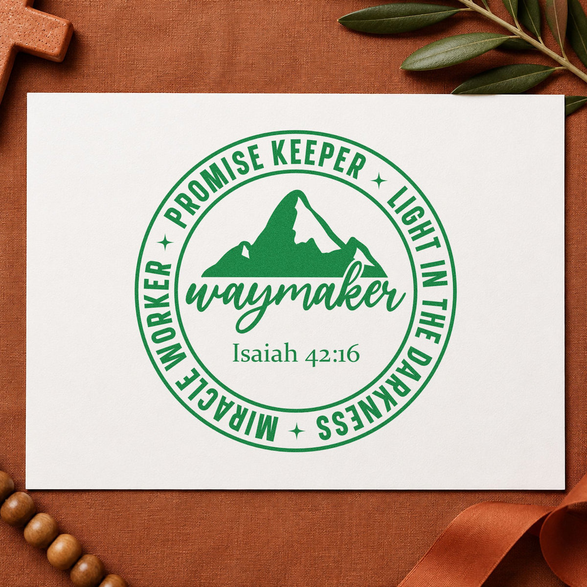 Waymaker Mountain Emblem Hand Stamp – Duo in use 3