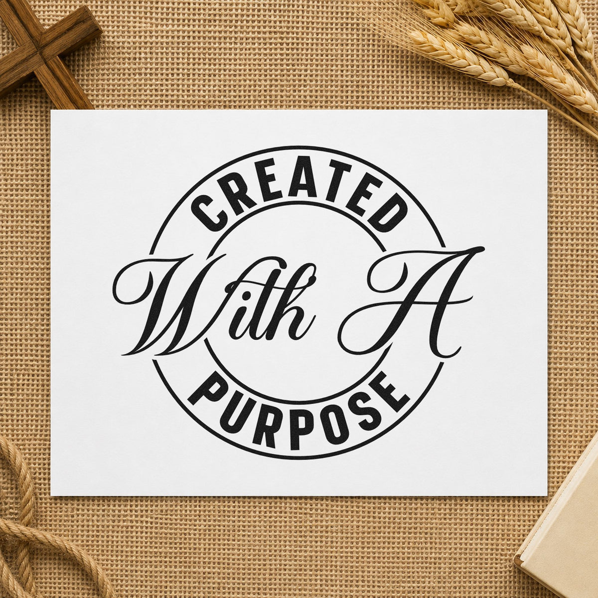 Created with a Purpose Badge rubber stamp printed in black ink, ready for border purpose cards and similar paper crafts.