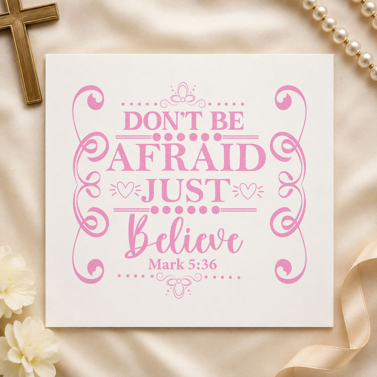 Duo Hand Don't Be Afraid Scroll Frame Rubber Stamp in use 10
