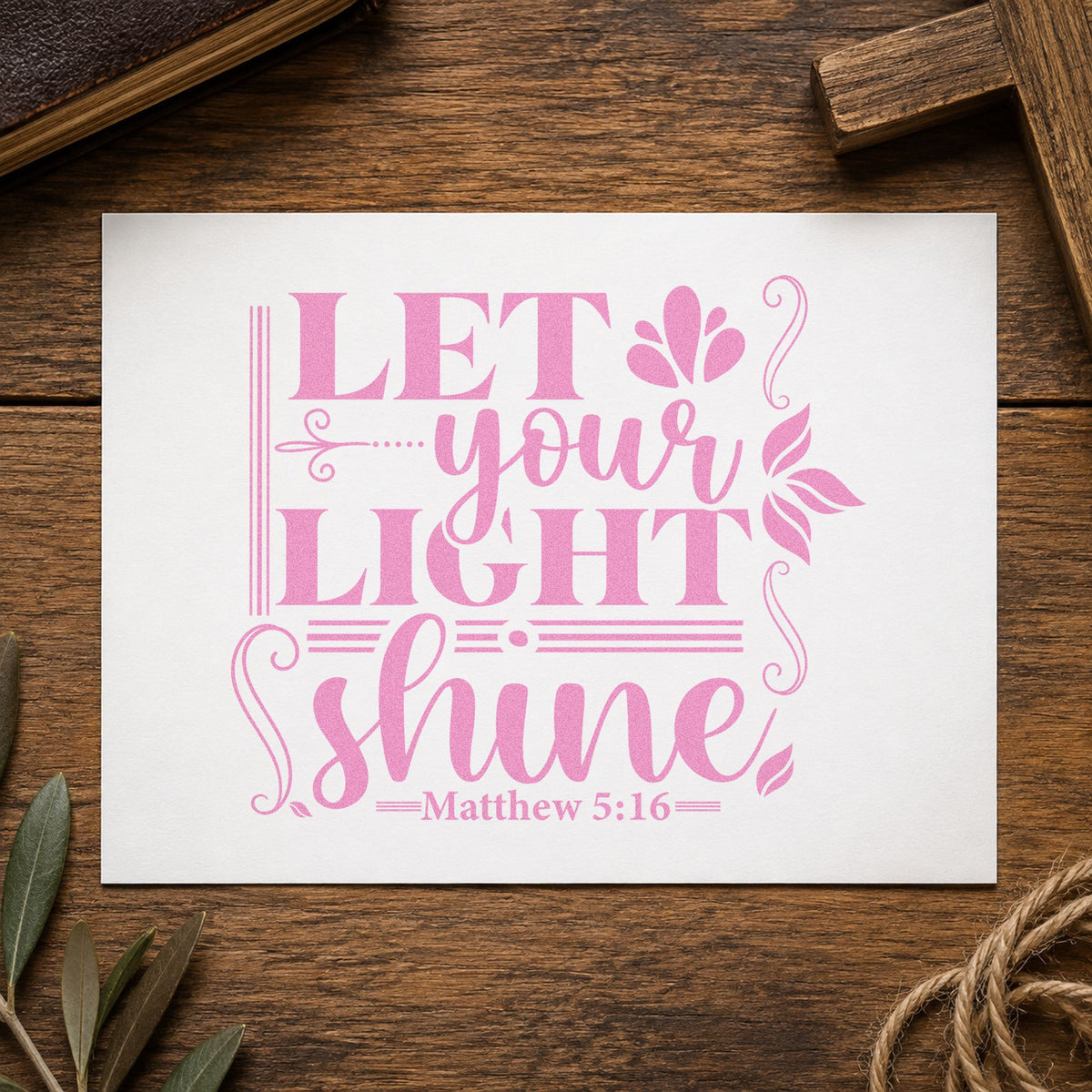 Let Your Light Shine Scrolls PSI Pre-Inked Stamp in use 10