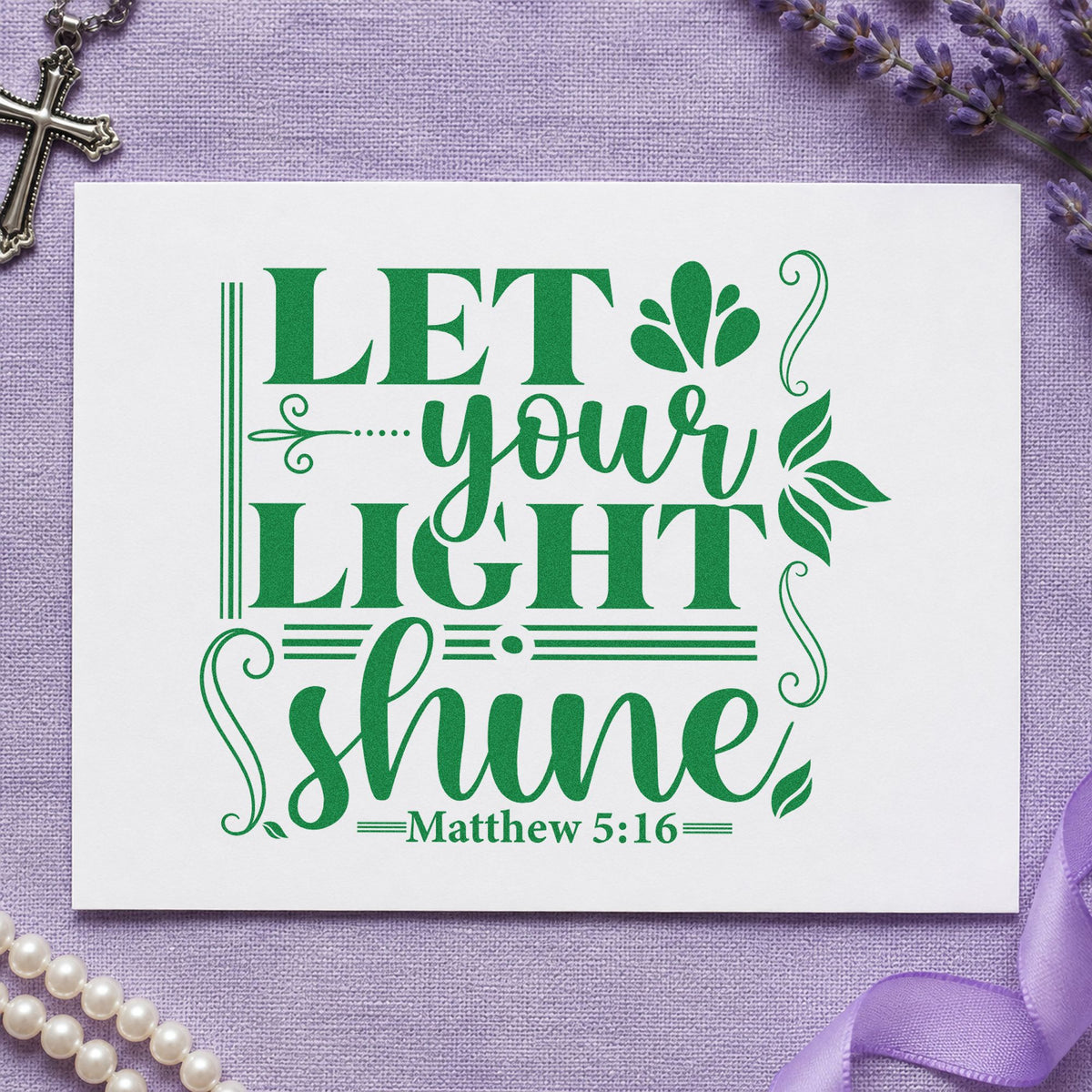 Let Your Light Shine Scrolls PSI Pre-Inked Stamp in use 3