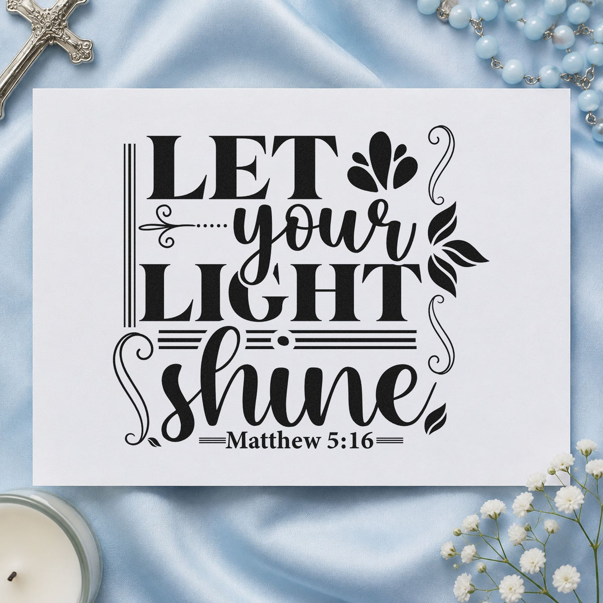 Let Your Light Shine Scrolls Rubber Stamp – Duo Hand in use 9