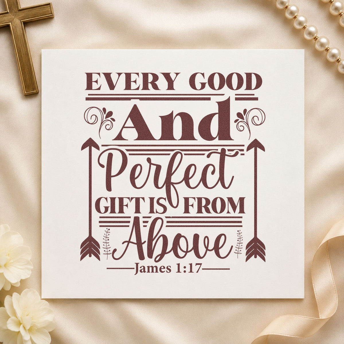 Every Good Gift Arrow Frame rubber stamp printed in brown ink, ready for blessing pages and similar paper crafts.